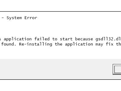 A gsdll32.dll error message in Windows
